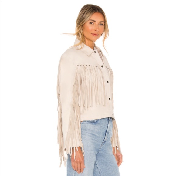 Understated Leather Mustang Jacket Marshmellow Leather Beige Fringe - Picture 7 of 13